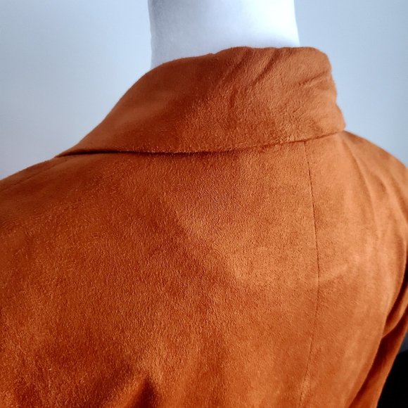 BAGATELLE COLLECTION Faux Suede Womens Double Breasted Blazer Burnt Orange MED - Picture 9 of 11